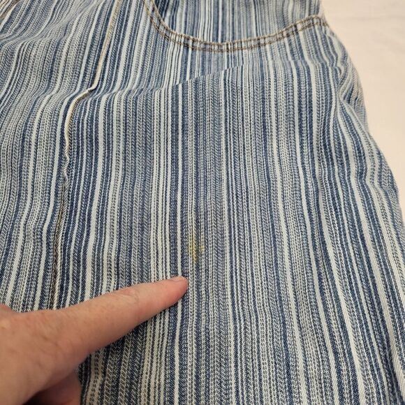 VINTAGE 90s Y2K lace up front striped denim jean shorts XXL - Picture 8 of 12